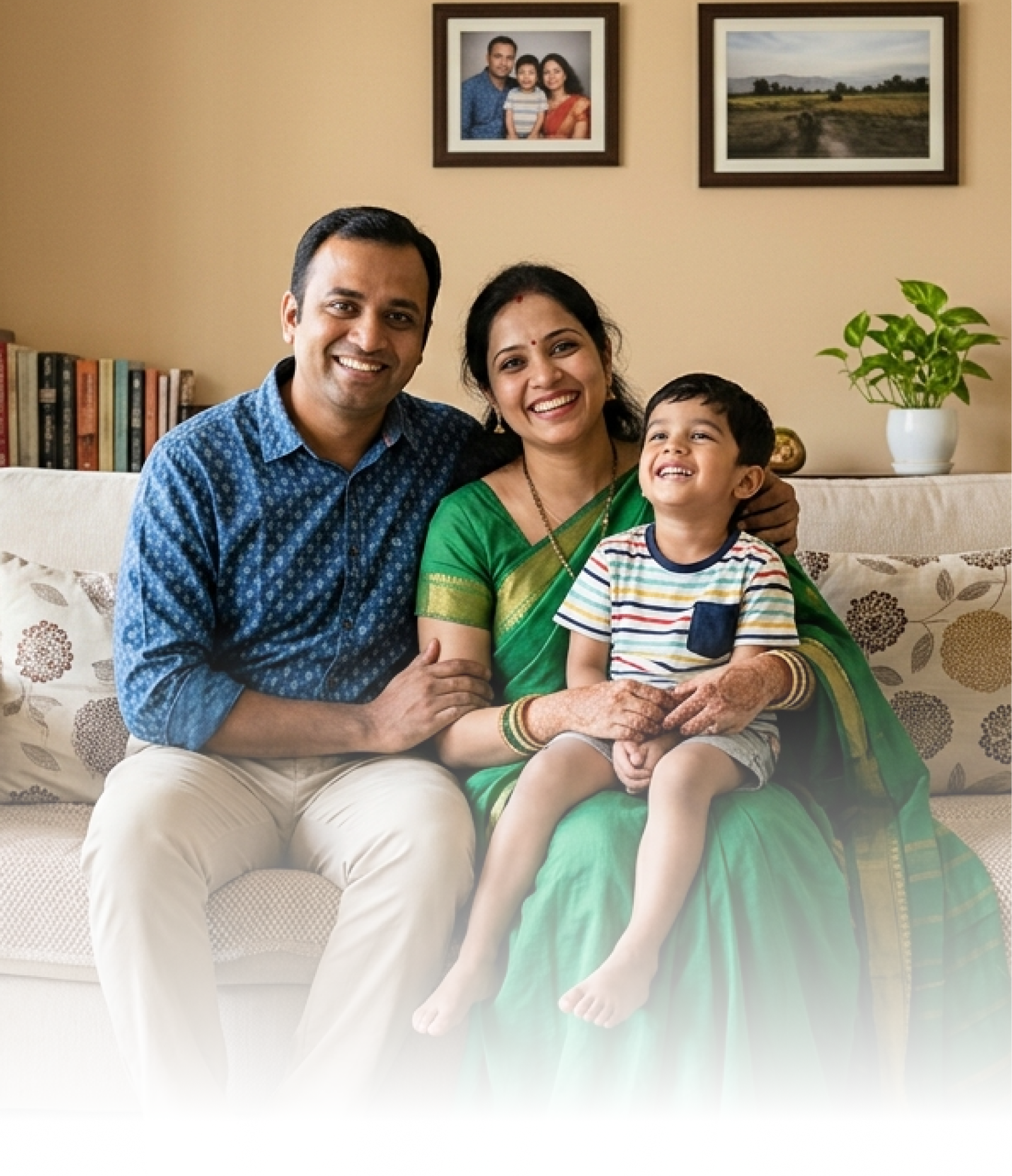 Happy family in their new home